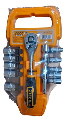 Set Dados De Llaves Ingco 12 Pzas. Hkts14122 Color Amarillo