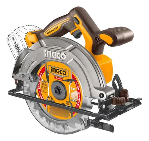 Sierra Circular Ingco Inalámbrica Sin Escobillas Naranja Claro