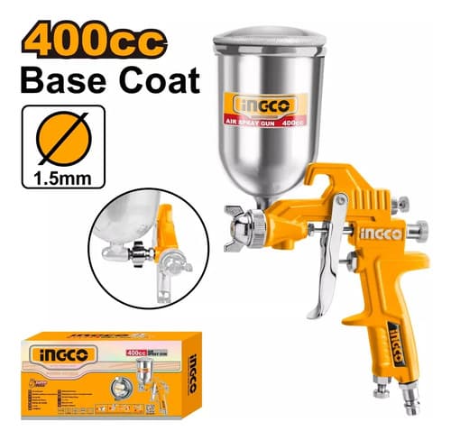 Pistola Pintar 400cc Base Coat 1.5mm Ingco Asg4042 Naranja Claro