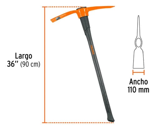 Pico Punta Pala 5 Lb Cabo Fibra Vidrio Truper Tp-5m