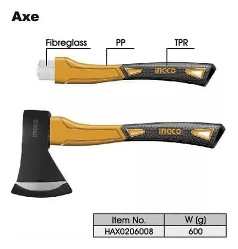 Hacha De Mano 600 Gr 39cm Ingco Hax0206008 - Tyt