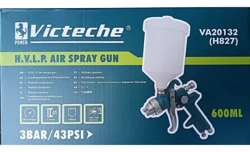 Pistola Gravedad Pintor Auto Moto Hvlp 600ml 1.5mm Victeche Azul Petróleo
