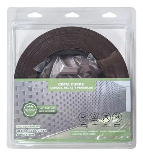 Cinta Cubre Cerco Rejas Premium Rollo Incluye Clips Colores Marrón