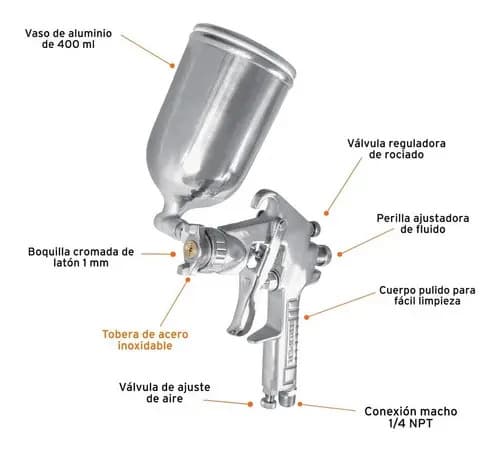 Pistola Para Pintar De Gravedad 400 Ml Truper 11989