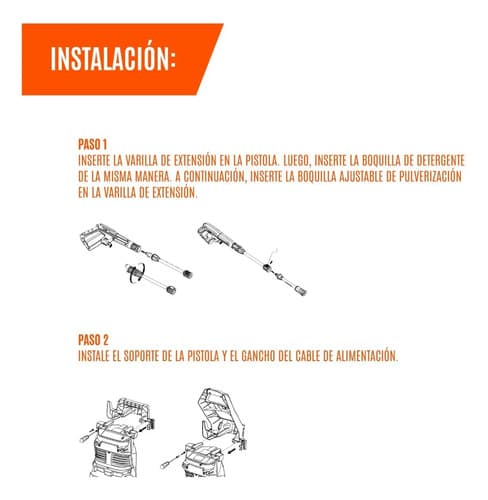 Hidrolavadora Eléctrica Daewoo 1600w 135bar Accesorios Color Negro/naranja Frecuencia 50hz 50 Hz/60 Hz