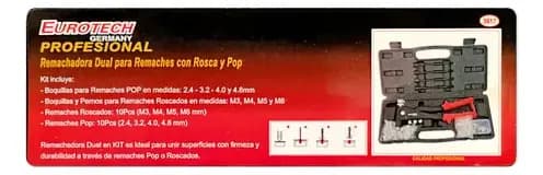 Remachadora Dual Pop Y Tuerca M3 4 5 6 + Remaches | Eurotech 8