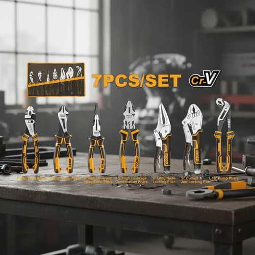 Set X 7 Pinzas Herramientas Manuales Ingco Cos23036