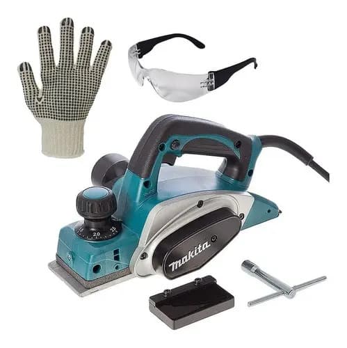 Cepilladora Eléctrica Makita Kp0800, Gafas Y Guante Protector, Color Turquesa,
