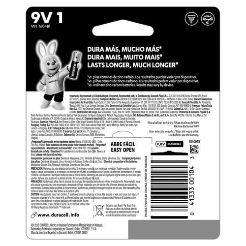 Duracell Pila 9v Alcalina, Batería Cuadrada 9 Volts, 1 Pila