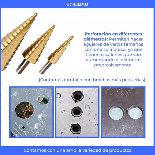 Brocas Escalonadas Baño Titanio 4-32 Mm Profesional