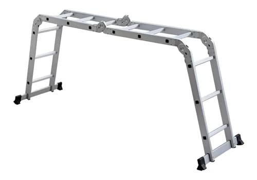 Escalera De Aluminio 4x3 Escalones Multifuncion Martino Di Forza Gris