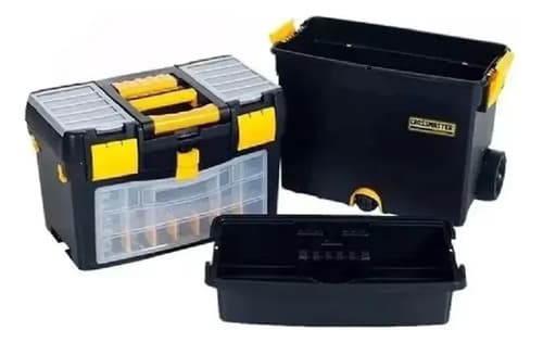 Caja De Herramientas Crossmaster 9931052 De Plástico Con Ruedas 47cm X 54cm X 63cm Negra Y Amarilla Negro/amarillo