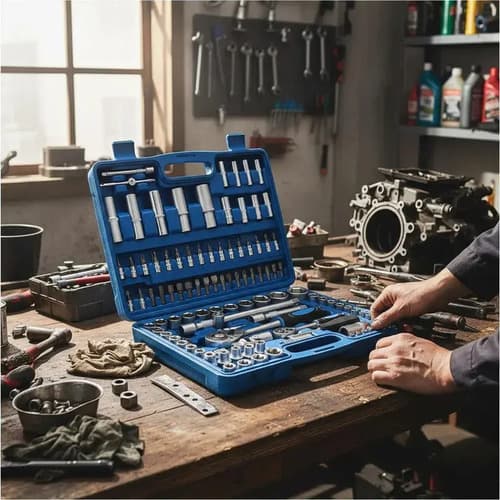 Set Caja Herramientas Juego Llaves Tubo Maletín 108 Piezas Azul