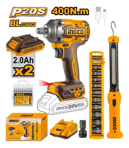 Kit Llave Impacto 20v + Linterna Rec + Dad Cosli23011 Ingco