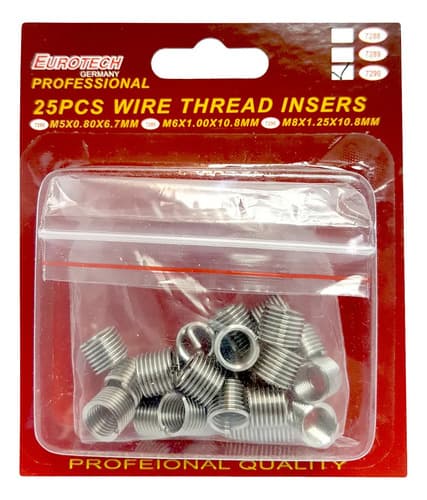 25 Insertos De Rosca M8 X1.25 X11 - Eurotech