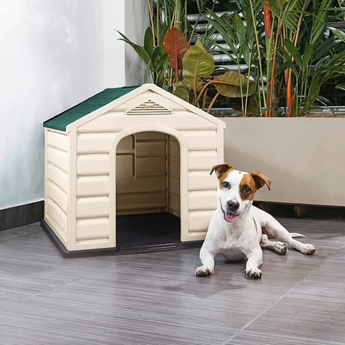 Casa Para Perros Razas Pequeñas Rimax 68x58x61cm Beige/verde Oscuro