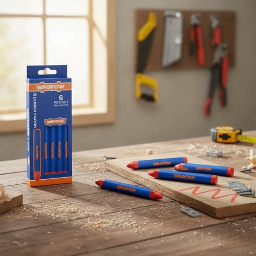 Set X 6 Crayon De Madera Marca Concreto Etc 120x12mm Wmb4506 Rojo