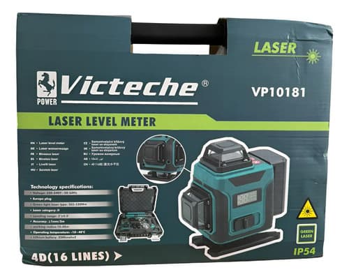 Nivel Láser De Cruz Y Plomada Victeche De 16 Líneas Verde Con Trípode