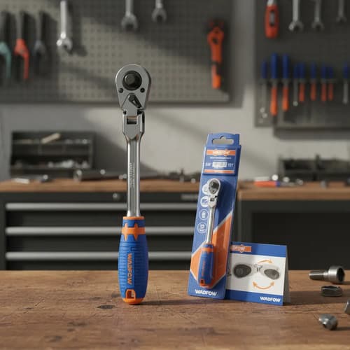 Llave Crique 3/8  Cabeza Flexible 180° Cr-v Wadfow Wrw4238 Azul