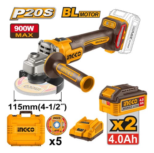 Amoladora Angular A Bateria 4 1/2  P20s 20v Bl Cagli261522 Amarilla 50/60