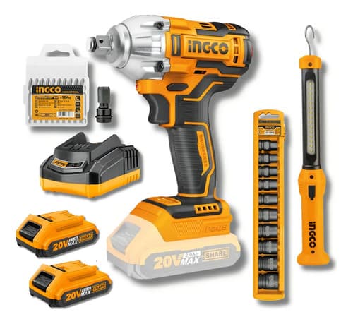 Llave De Impacto Brushless 1/2 + Lámpara + Juego Dados Color Amarillo