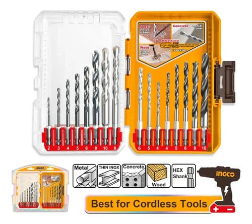 Set 16pcs Mechas Metal Mamposteria Madera Ingco Akdl11608