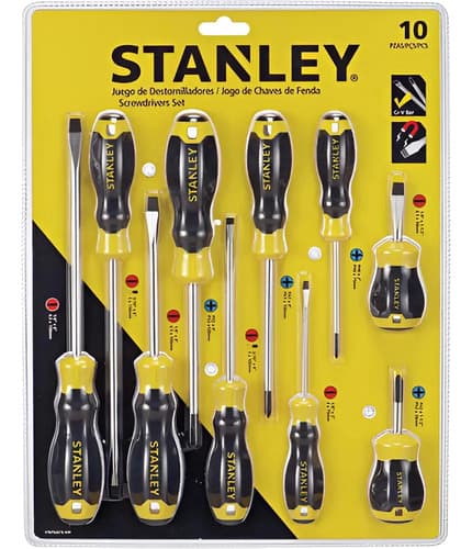 Taladro Atornillador Ina + Jgo. Destornilladores X10 Stanley - Amarillo Con Negro - 50-60