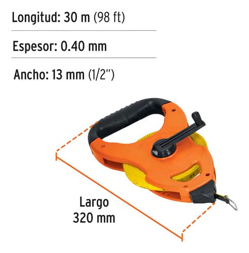 Cinta Metrica Truper 30 Metros De Fibra De Vidrio Tfc-30me