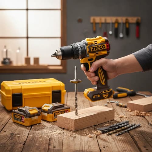 Taladro Atorn Percutor 96nm Acces + Valija Ingco Cidli209686 Amarillo 20v