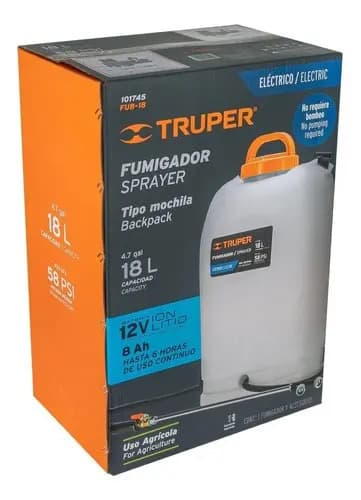 Fumigador 18l Eléctrico Batería Recargable 12v Truper 101745 Blanco