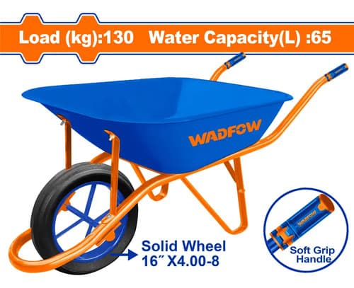 Carretilla 130kg 65lt Rueda Solida Wwb1f02 Wadfow Naranja Claro