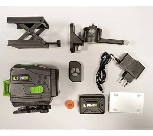 Nivel Laser 12 Lineas, Diodo Verde, 2 Baterias, Soporte Iman