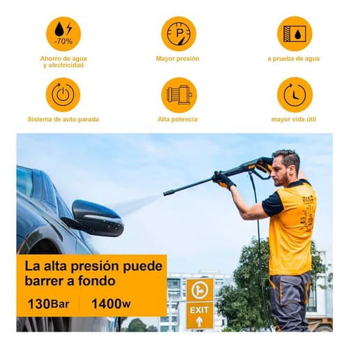 Hidrolavadora De Alta Presion 1900 Psi Hpwr14008 50 Dorado Con Negro