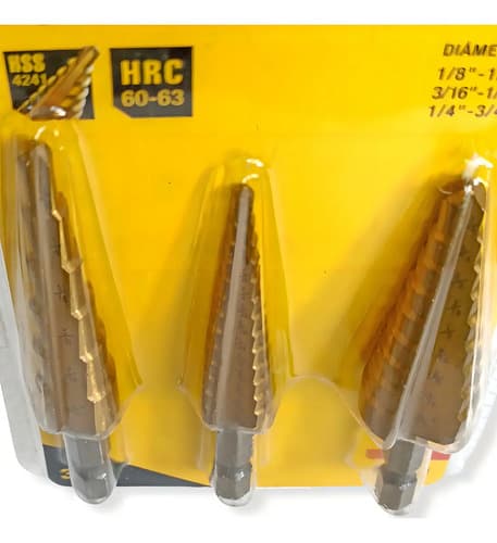 Broca Escalonada Juego 3pc Titanio Bce3hr-p Uyustools