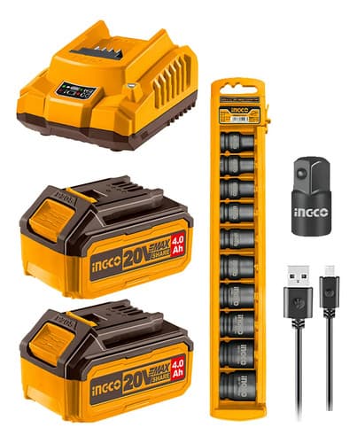 Llave De Impacto + Cricket A Batería + Linterna + Accesorios