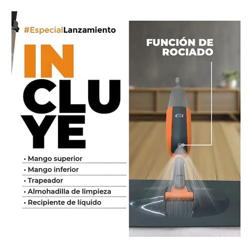 Mopa Trapeador Spray 400cc Repuestos Lusqtoff Color Naranja