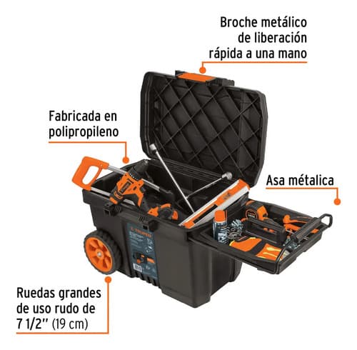Caja Para Herramientas C/ Ruedas 23' + Caja De 16', Truper Negro Y Naranja Negro/naranja