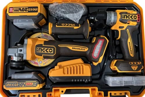 Kit Esmeril + Taladro Percutor Inalambrico Brushless Ingco
