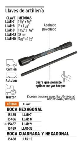 Llave Cruz Truper Camion Omnibus Llar-10 De 13/16 Y 1 1/2
