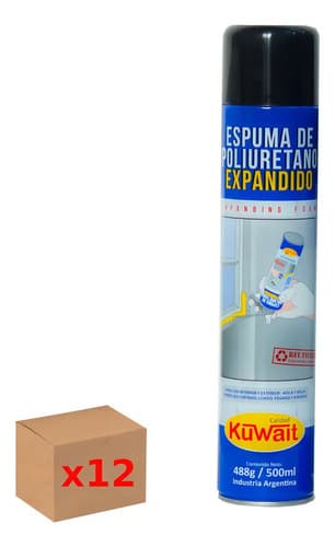Pack 12 Espuma Poliuretano Spray Kuwait 500ml Para Madera Metal Yeso