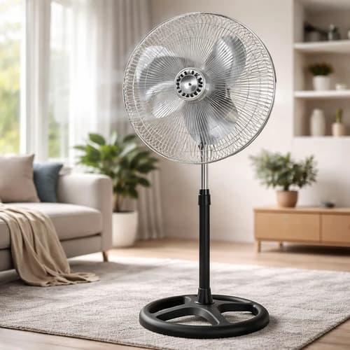 Ventilador 18 PuLG Pedestal Piso Pared 3 En 1 Aspas Metálica Estructura Plateado Aspas Metálico Diámetro 18   Frecuencia 60 Material De Las Aspas Metalico 45.72 Cm 60 Plateado Metálico 3
