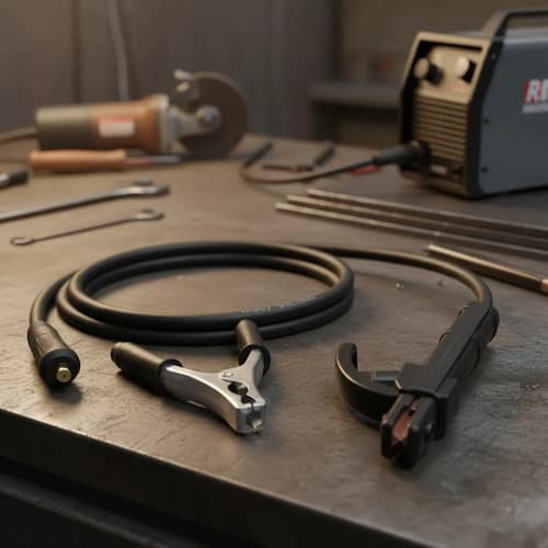 Pinzas, Bornes 9mm, Cable Soldadora 2.0 Mts Repuesto 200 Amp Negro