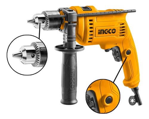 Taladro Atornillador Percutor Ingco 13mm 680w 3 En 1 C/cable Color Naranja Frecuencia 50 Hz 60 Hz
