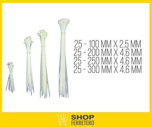 Kit Precintos Plasticos Tacsa Fijaciones Medidas X100 Und. Color Blanco