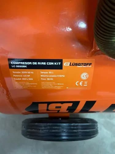 Compresor De Aire Eléctrico Portátil Lusqtoff 3,5 Hp 50 Lts Naranja 50 Hz Monofásica