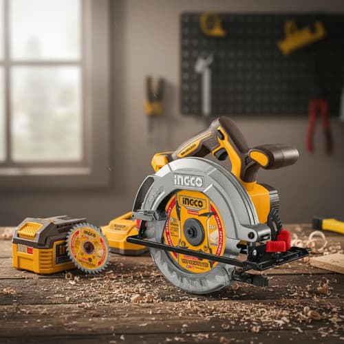 Sierra Circular 20v 165mm Bl + Bateria 4.0ah + Disco Ingco Naranja Claro