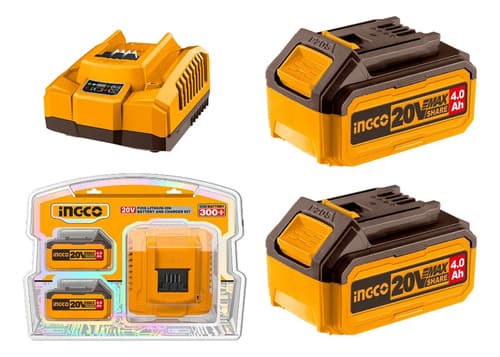 Set X 2 Baterias 20v 4amp + 1 Cargador Ingco Fbcpk1424