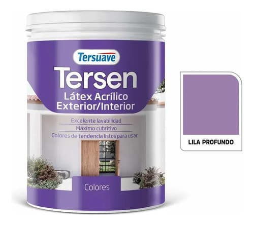 Pintura Latex Interior Ext. Tersuave Tersen Mate 1lt Colores Lila Profundo Mate