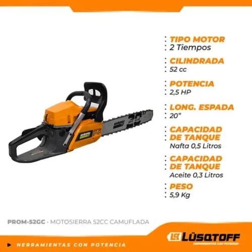 Motosierra Explosion 52cc Lusqtoff 51cm 2 Tiempos Poda Leña Naranja