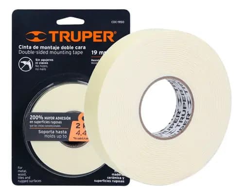 Cinta Doble Faz Truper 19mm X 5m - Ferrejido Color Blanco
